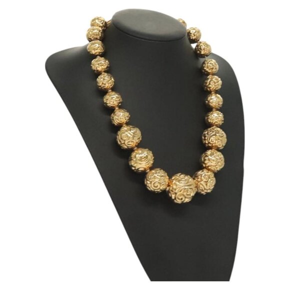 SAINT LAURENT Necklace Metal Gold Auth - Picture 1 of 14